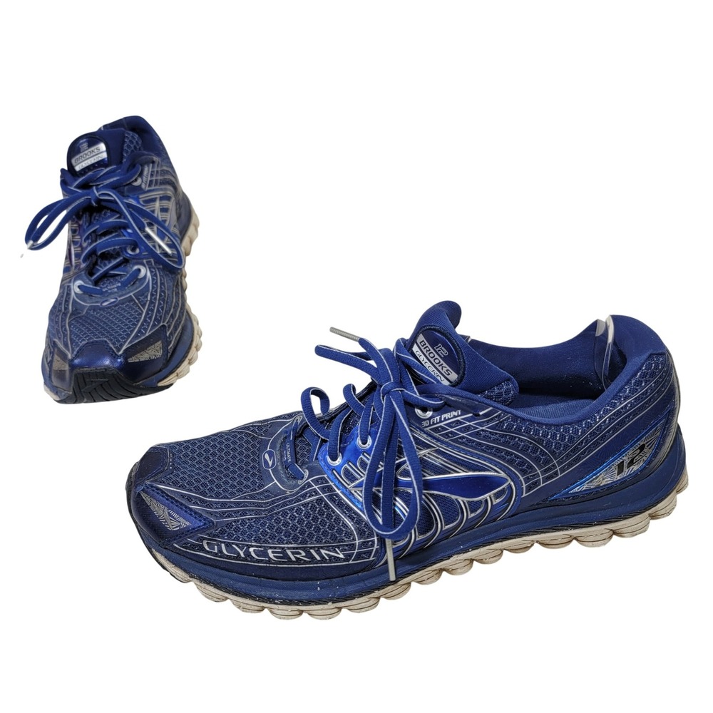 Brooks Glycerin 12 Super DNA Mens Blue Silver Running Shoes 1101671D418 Sz 12‎ D